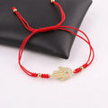 Hot Selling Red Cord Braided CZ Hand Charm Macrame Lucky Friendship Bracelet Women Men