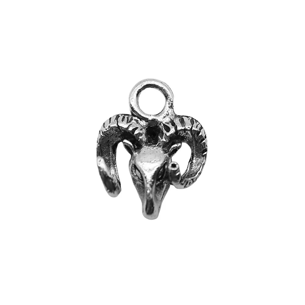 AA016552 11x14mm Antique Silver Plated Zinc Alloy Goat Head Charms Pendants