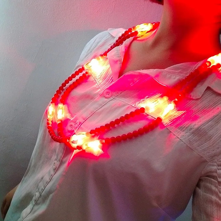 Customized LED Light-Up Mardi Gras Bead Necklace Party Prop Favors for Graduation Ramadan Diwali Festivities Flashing Necklaces
