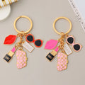 New Fashion Women's Paris Fashion Metal Keychains Creative Lips Lipstick Nail Polish Keychains Creative Lipstick Nail Polish