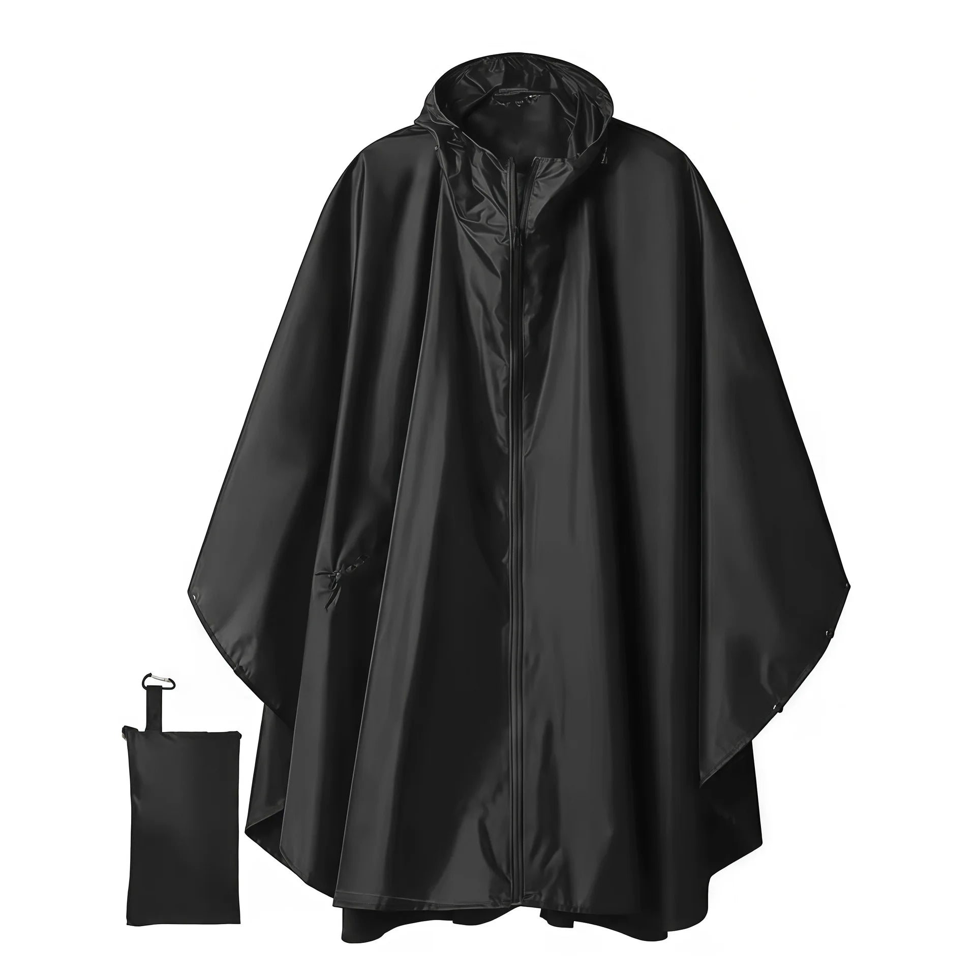 Extra Thick Double Layer Waterproof Hooded Polyester Rain Poncho for Adults-Reusable Summer Outdoor Emergency Use
