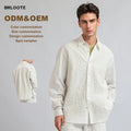 Custom Men's Cotton Long-Sleeved Spring Shirt with Stand Collar Breathable Loose Fitting Casual Wear Half Sleeves