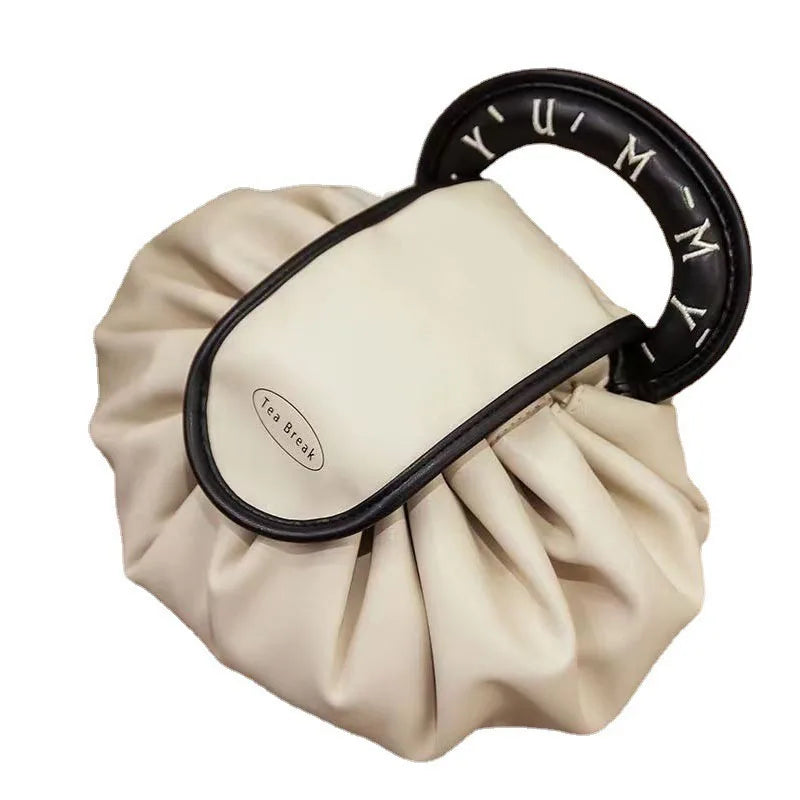 Custom Ladies Beauty Toiletry Pouch Drawstring Makeup Bag Cosmetic Bags for Travel Fashion String Storage Cosmetic Pu Drawstring