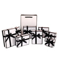 White Orange Jewelry Paper Box with Bow Earrings Ring Gift Package Lid and Base Boxes with Black Foam Insert