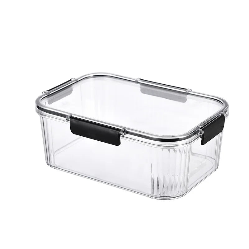 Plastic Fresh-keeping Box for Refrigerator Square Fruit Lunch Box with Buckle Cover Food Storage Box for Kitchen