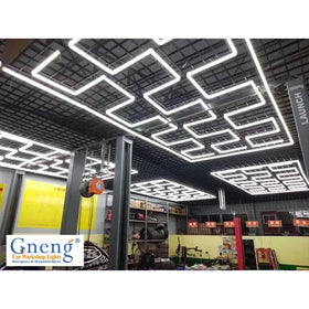 China Manufacture Aluminum Garage Lamp Hexagon Led High Brightness Gym Light S-shaped Detailing Light Car Workshop Light