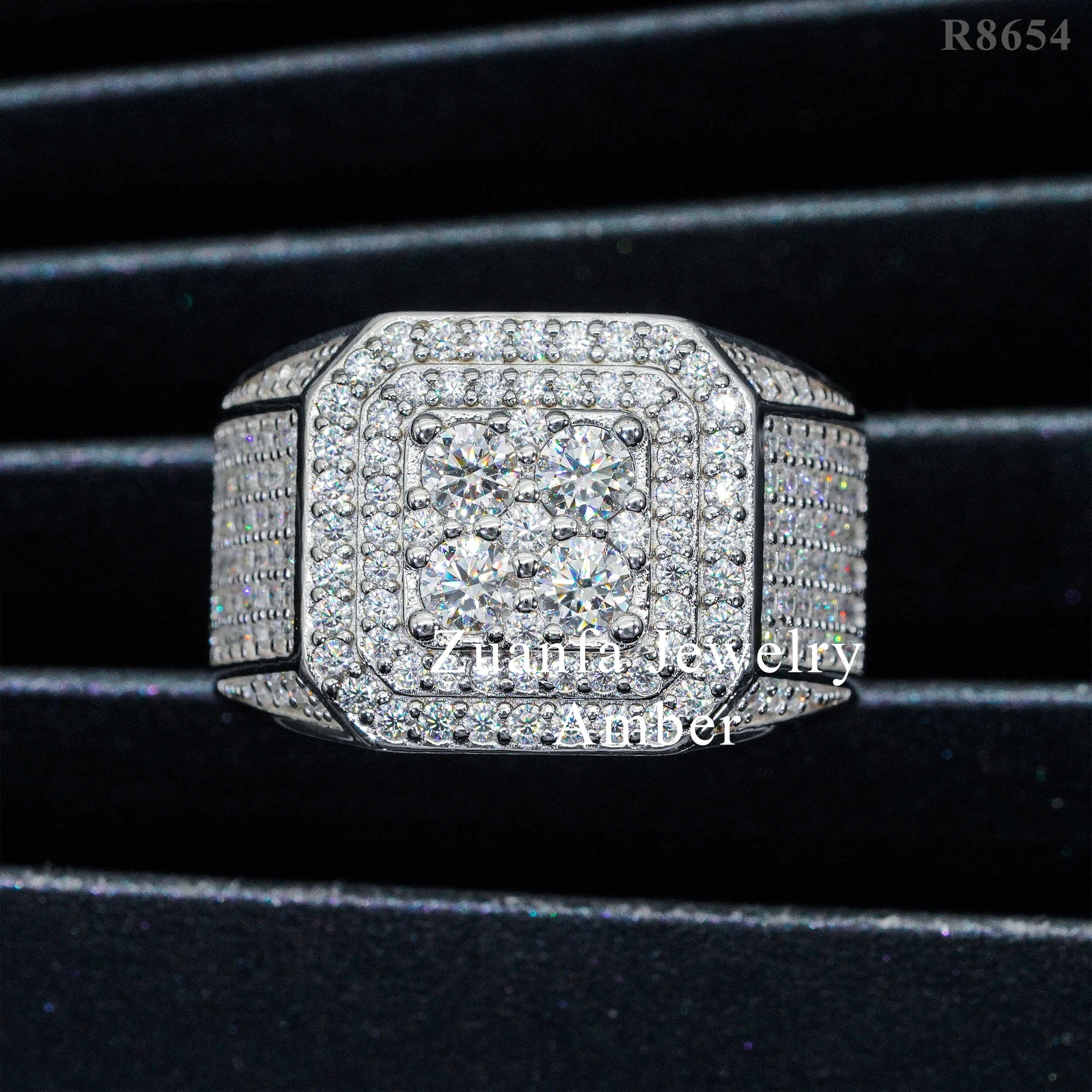Pass Diamond Tester Top Quality Men Silver D-vvs1 Moissanite Jewelry Diamond Hip Hop Iced Out Ring