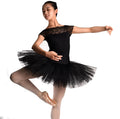 Professional 7 Layers Performance Girls Black Dance Ballet Tutu Skirt 100% Polyester for Adults Summer Training MegaBDM