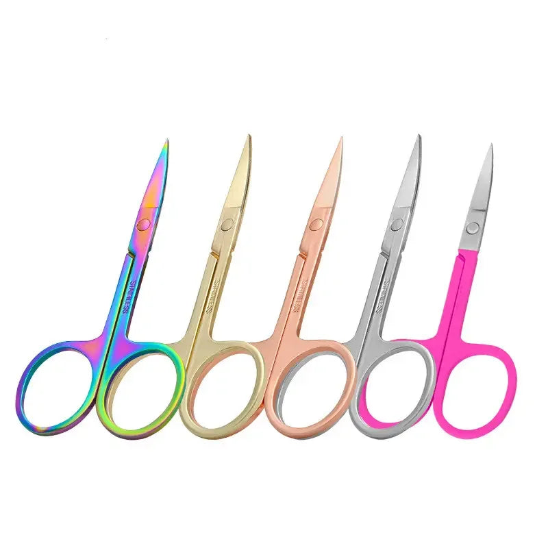Professional Colorful Curved Sharp Stainless Steel Eyebrow Grooming Scissors for Beauty Trimming