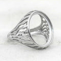 Sterling Silver 14*18mm Semi Mount Men's Ring Frame Empty Blank Bar Bezel Setting S925 Base Without Center Stone for DIY Inlay