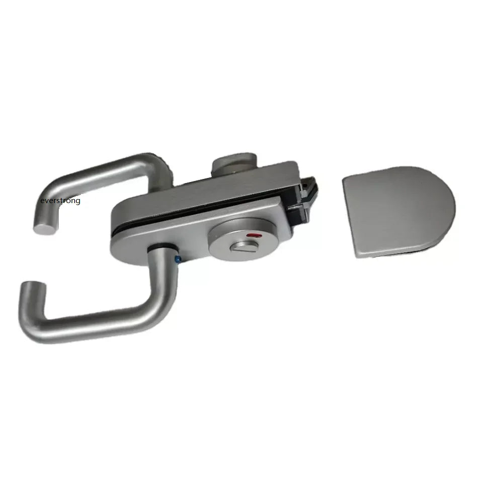 Modern Aluminum G012ED Anodized Double Tempered Toilet Glass Door Handle Lock with Strike Box and Indicator 10-12mm