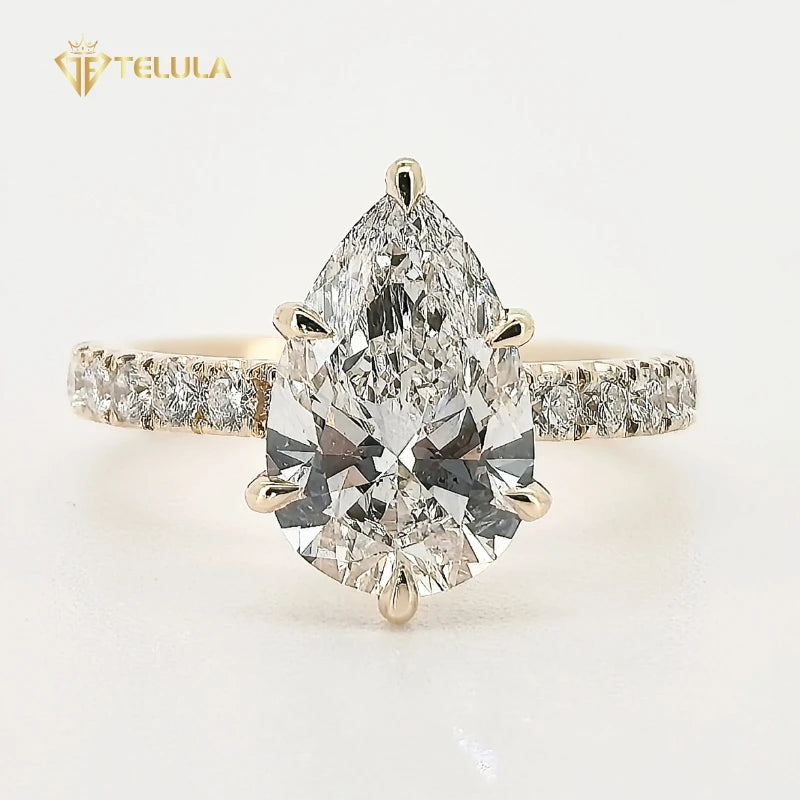Custom 2CT Pear Cut Lab Diamond Ring 9k 10k 14k 18k Lab Diamond Ring IGI GIA Certified Lab Grown Diamond Ring