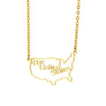 Hollow Out Gold Plated Stainless Steel United States Custom Map Necklace