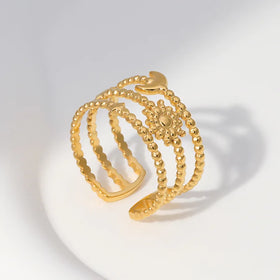 Beimai OEM Stainless Steel Gold Fashion Rings Moon Sun Open Waterproof Rings Jewelry Women