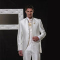 Classic White Wedding Tuxedos Groom Wear Stand Collar Men Suits Trim Fit Vintage Victorian Prom Party Blazer Set for Groomsmen
