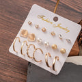 HOVANCI Jewelry Set Earring 9 Diamond Encrusted Spiral Moon Stone butterfly Hoop Earrings Pack Set
