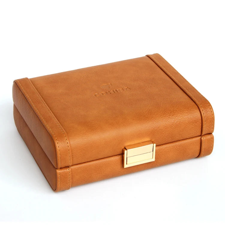 Factory Wholesale Travel Humidor Cedar Wood Leather Cigar Cigarette Case Smoking Accessories