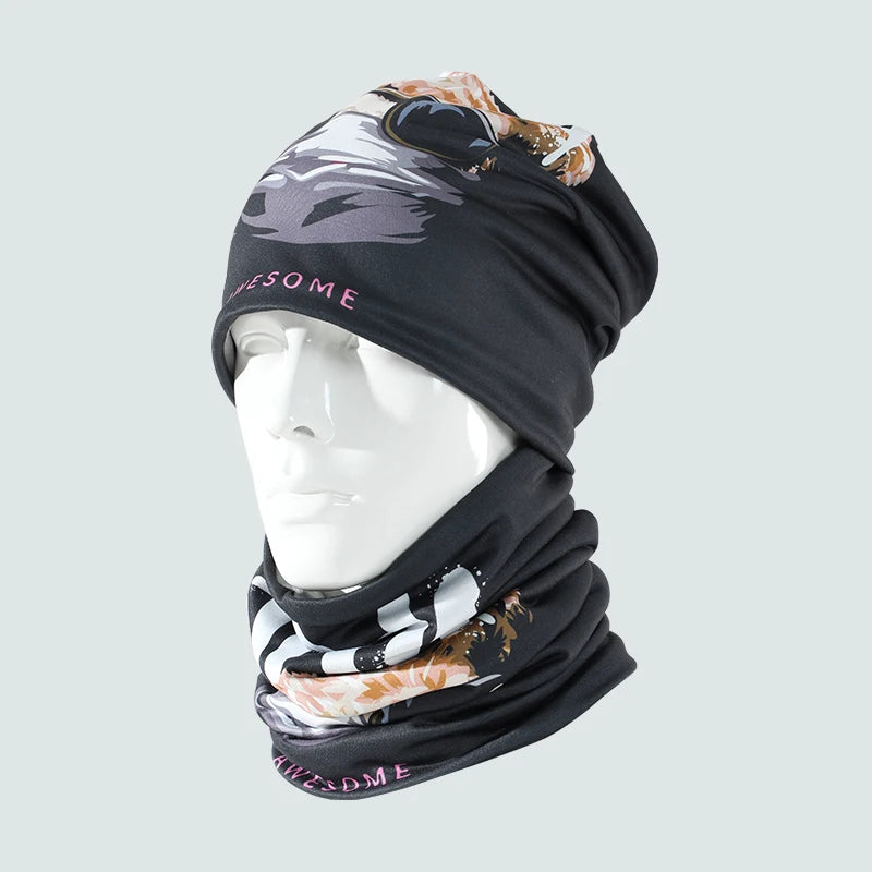 Outdoor Sport Bike Cycling Beanie Winter Neck Warmer Man Hat and Scarf Set