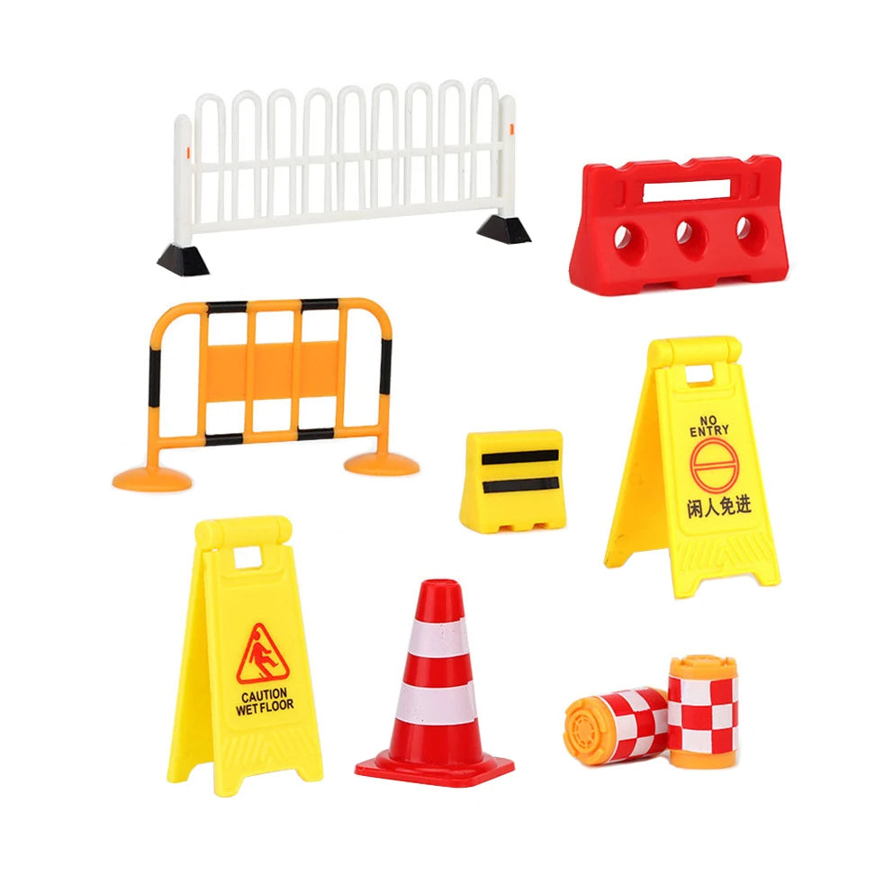Dollhouse Miniature Road Construction Props Boy Toys OB11 Doll Photography Props Roadblocks Game