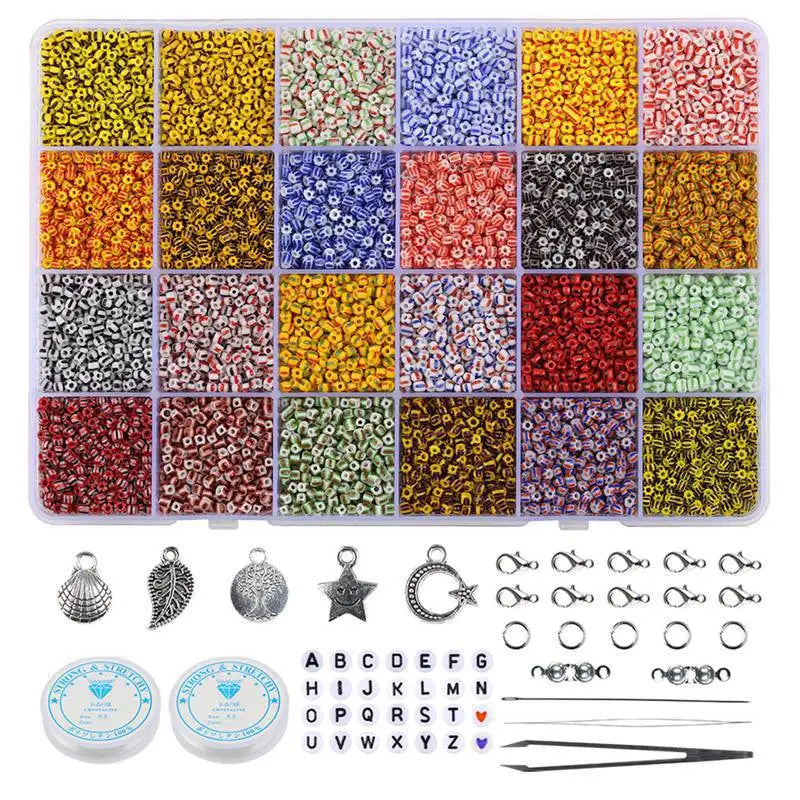 Factory Hot Sell 3mm Glass Seed Beads DIY Set  24 Colors Solid Color Seed Beads Set for Diy Jewelry Making