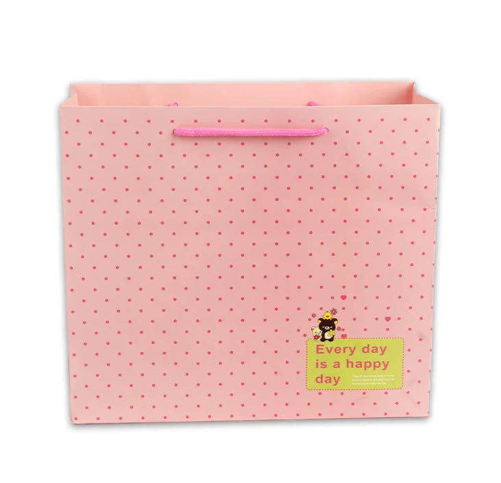 Manufacturers selling cute pink spotted bear paper bags pink dot shopping Bag