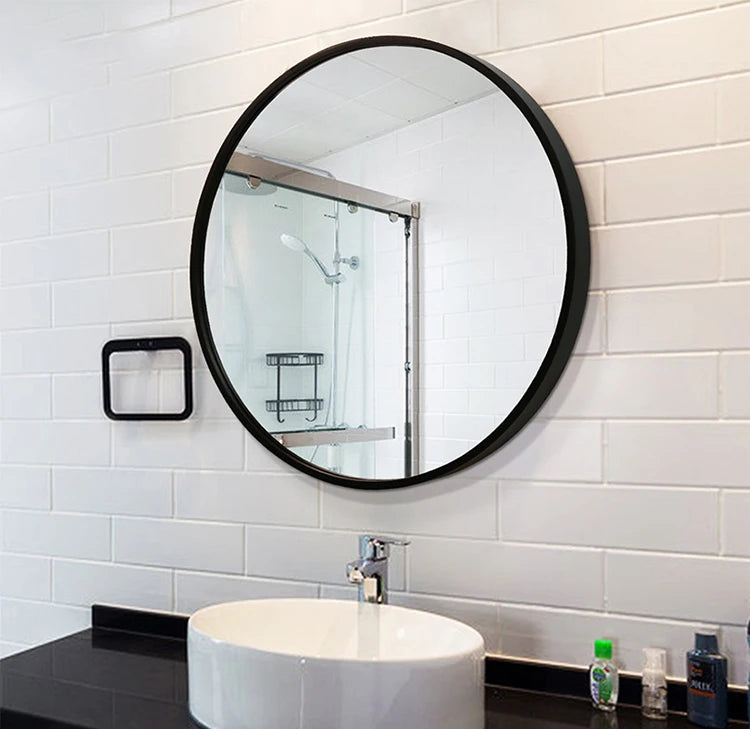 Hot Sale Black Wood Framed Unique Style Popular Vanity Wood Round Silver Mirror