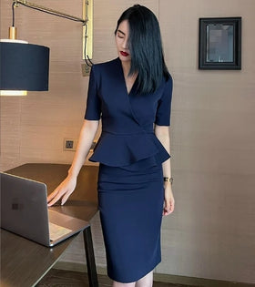 S-3XL Suit Style Women's Clothing Set High End and Fashionable Short Sleeved Jacket With Hip Wrap Skirt Set