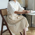 Korean Style Instagram Embroidery Cotton Household Apron with Pocket