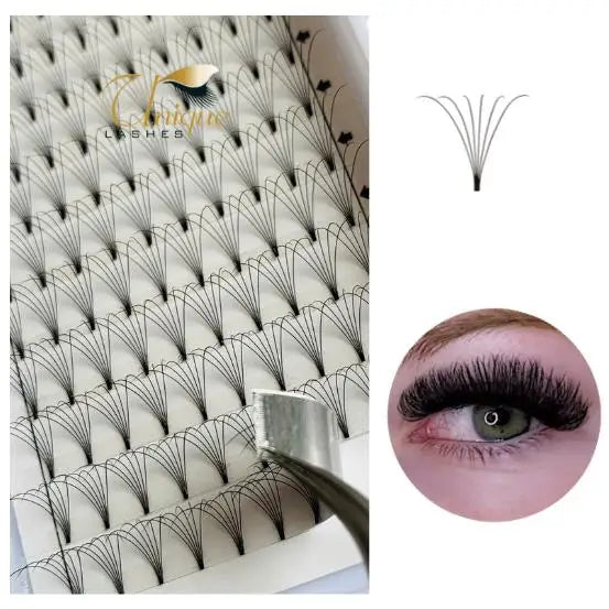 Ultra Dark Black Pre Made Short Stem Premade Volume False Eyelashes Heat Bonded 2D 3D 4D 5D 6D