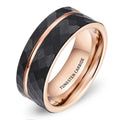 Best Selling Fashion Jewelry 8mm Gold Black Men Rings Hammered Tungsten Carbide Rings