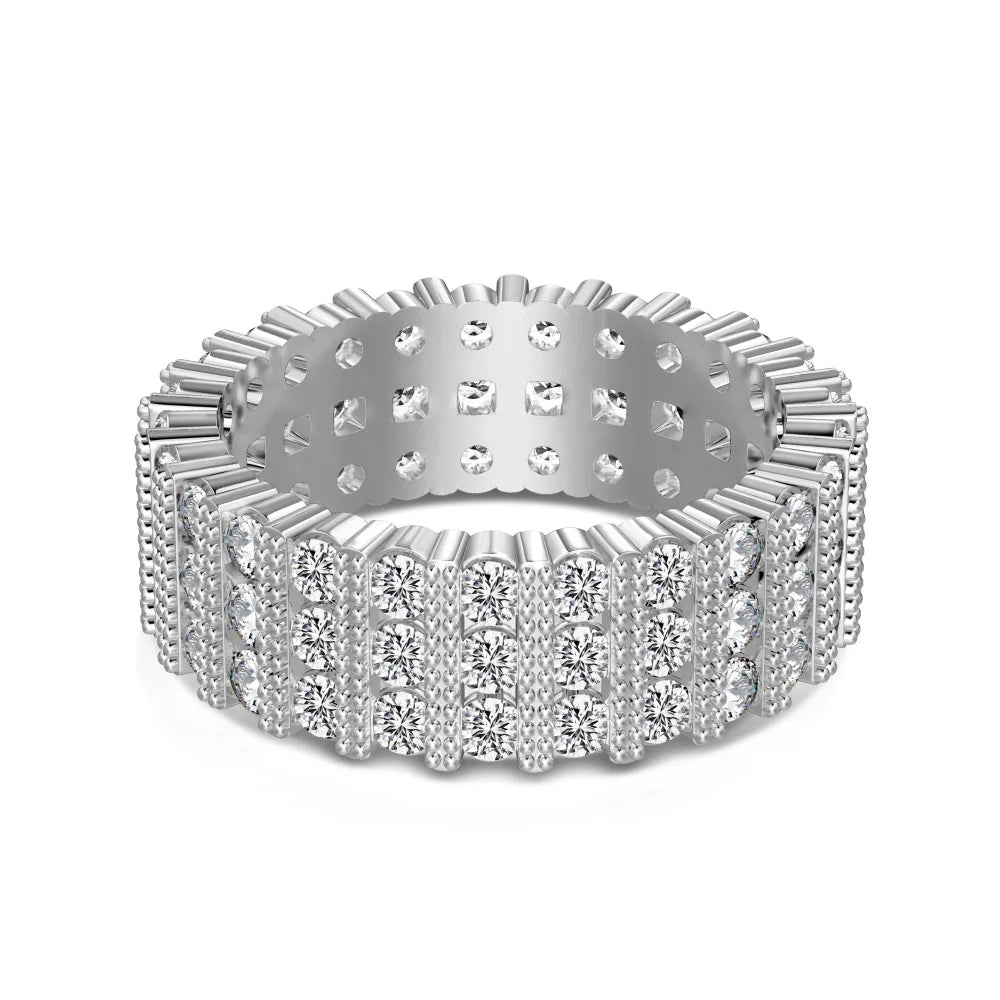 Dylam Delicate Chunky Multiple Layer Wedding Band 5A Cubic Zirconia S925 Silver Women Dress up Jewelry Engagement Proposal Rings