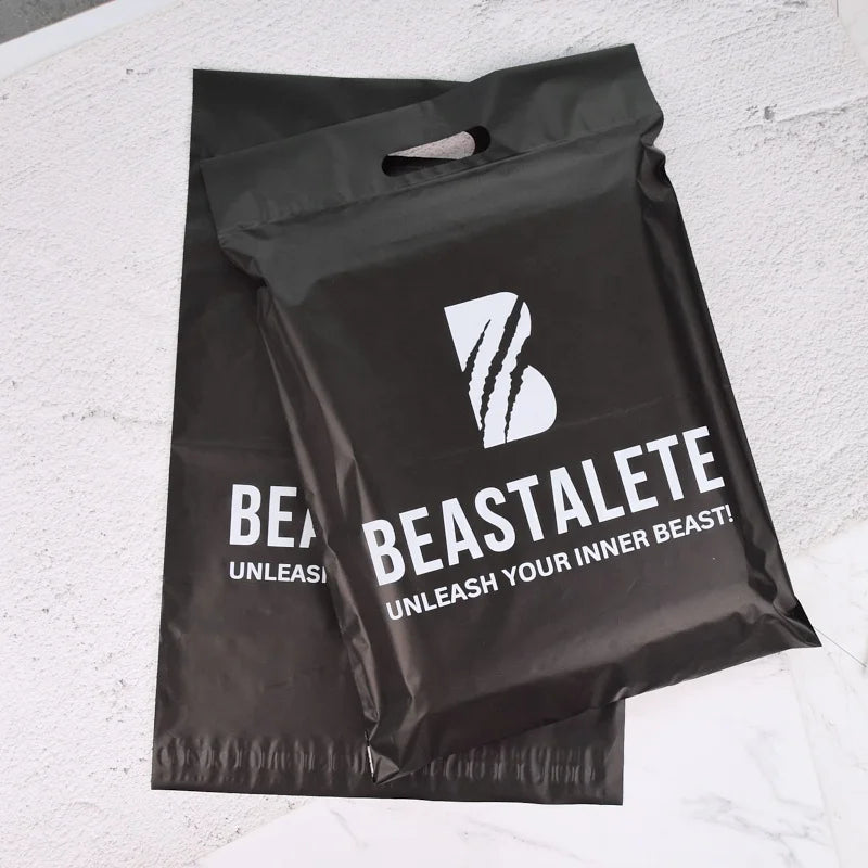 Custom Biodegradable Compostable Black Mailer Poly Plastic Mailing Envelope Packaging Courier Shipping Bag with Handle
