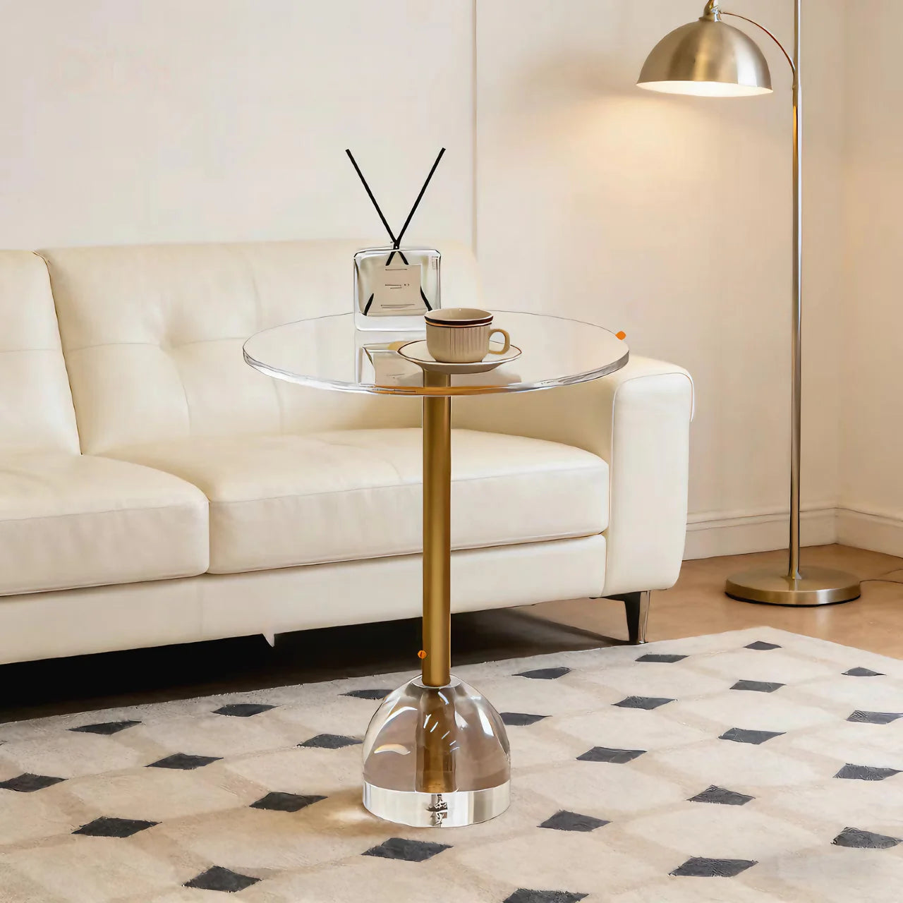 Hot Sale Custom Small Clear Acrylic Modern Design Coffee Table Living Room Furniture with Tea Side Table