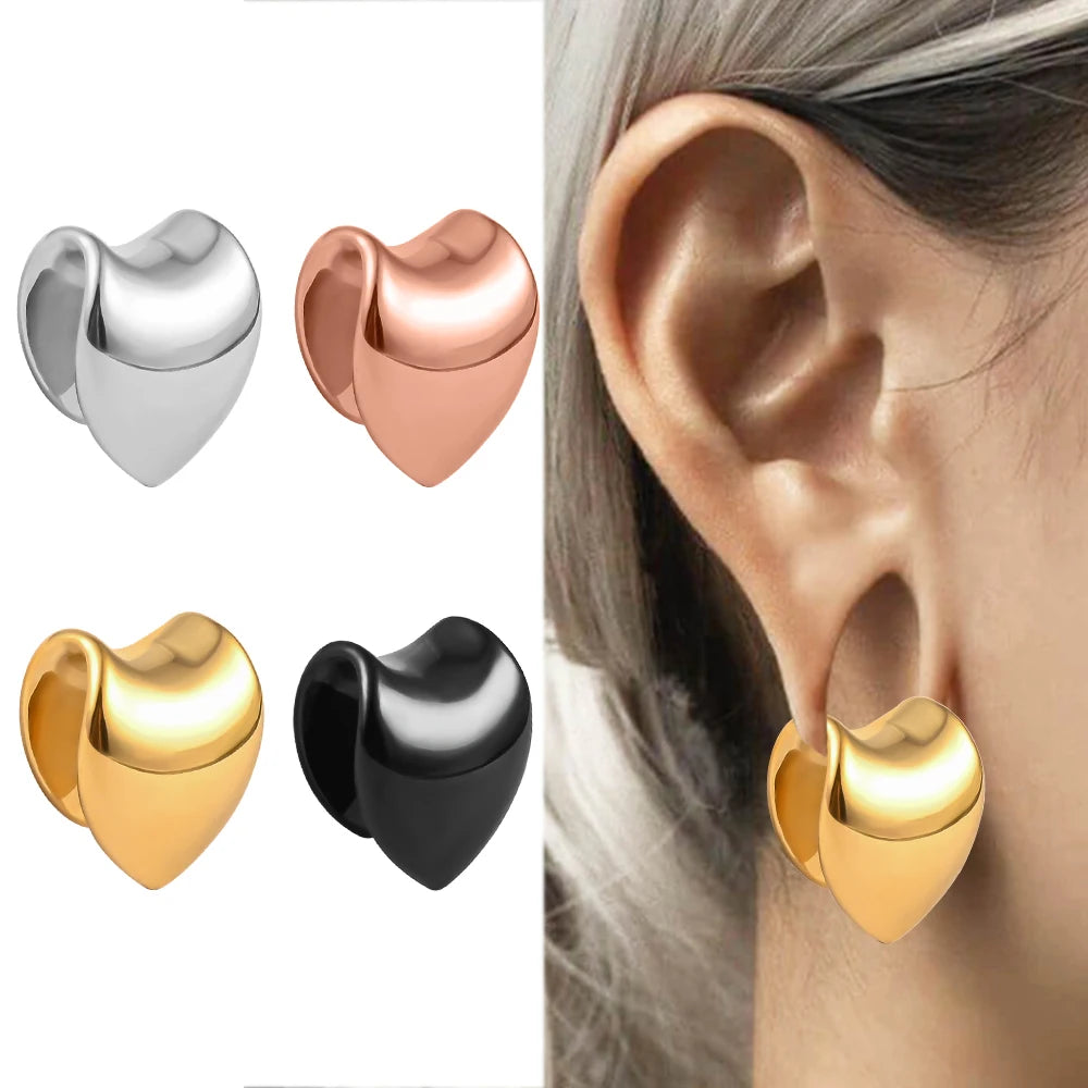 Evorte Tibetan Silver Gold Plated Saddle Shape Ear Plug & Tunnel Jewelry for Ear Lobe Piercing-Fashion Body Jewelry
