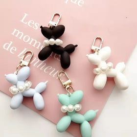 HOT Dog Keychain Pearl Balloon Dog Style Key Rings Handbag Backpack Bag Charm Decoration Puppy Key Holder Kawaii Dog Key Chain