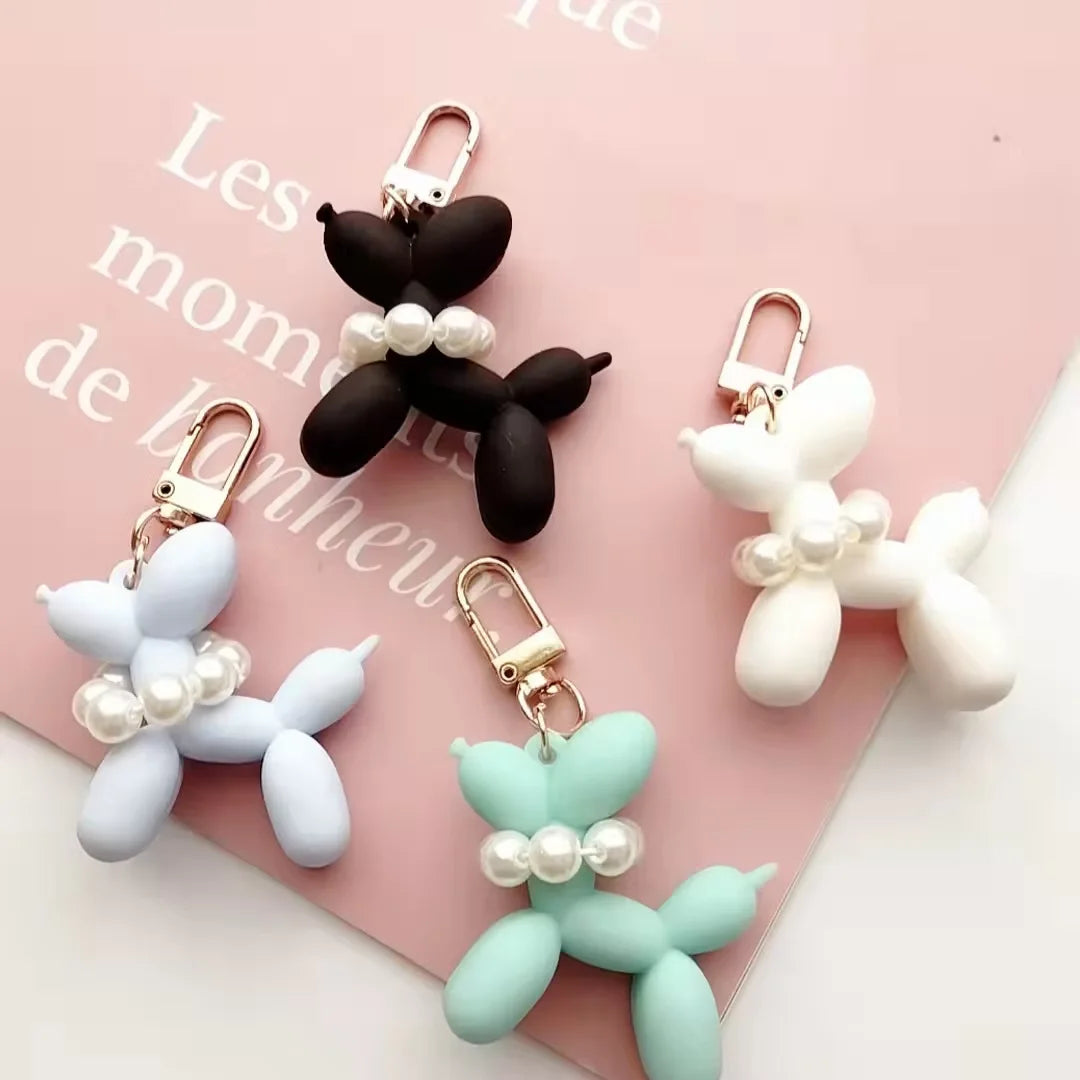HOT Dog Keychain Pearl Balloon Dog Style Key Rings Handbag Backpack Bag Charm Decoration Puppy Key Holder Kawaii Dog Key Chain
