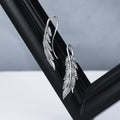 Retro Wings Trendy Stud Earrings 925 Sterling Silver Zircon Feather Design for Engagement Wedding Anniversary Party Gift