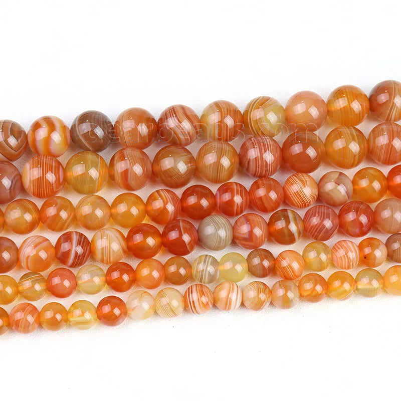 100% Natural Orange Botswana Agate Red Sardonyx Bead Banded Strip Crystals Beads for Jewelry Making 6mm 8mm 10mm