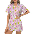 Custom Logo Pattern Pajama Suit Short Sleeve Breathable Nightwear 2PCS Premium Sleepwear for Women Smooth Touch Moisture Wicking