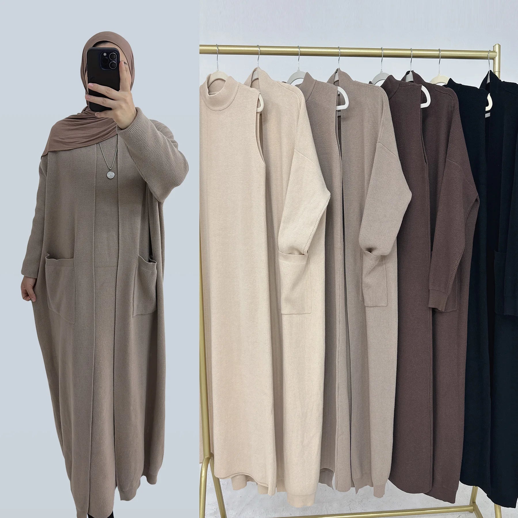 Hot Selling Women's Winter Casual Dresses Long Knitted Cardigan Sweet Style Plain Dyed Natural Washable Size Options Available