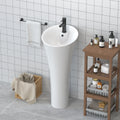 Big Size Modern Solid Surface Pedestal Sinks with White Finish 9L Capacity Freestanding Wash Basin for Bathroom Use