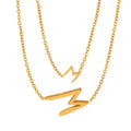 Hot Sale Women Minimalist Light Luxury Antique Jewelry 18k Gold Plated Stainless Steel Letter M Shape Pendant Necklace