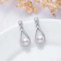 YFN Jewelry 925 Sterling Silver White Fresh Water Pearl Dangle Drop Stud Earrings