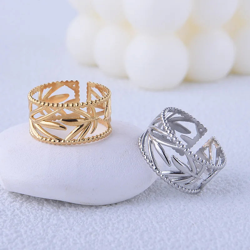 Beimai OEM Leaf Hollow Fashion Stainless Steel No Fading Rings