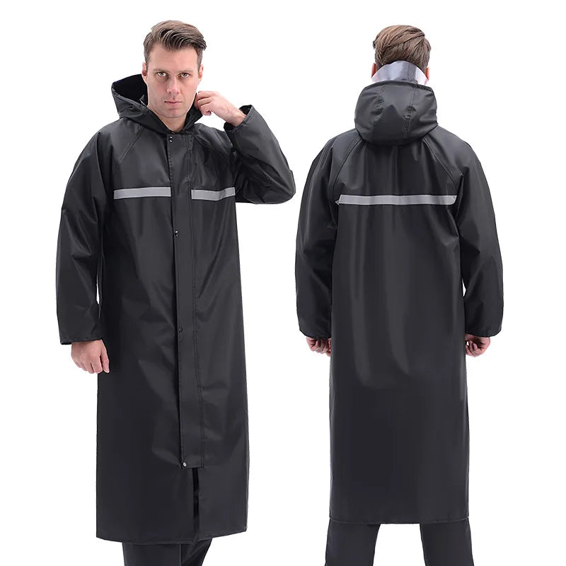 Custom Eco-Friendly Reusable Lotus Fabric Waterproof Windbreaker Long Raincoat Men Women Hiking Camping Rain Wear