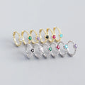 NEW 925 Sterling Silver Mini Small Cz Diamond Zircon 18k Gold Plated Small Round Bead Shape Hoop Earrings Jewelry