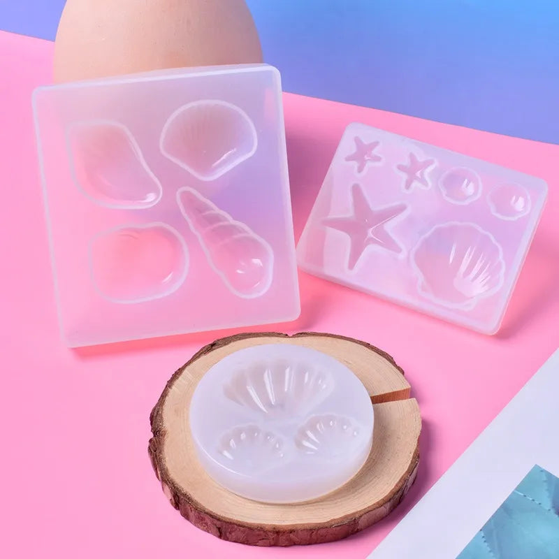 DIY Crystal Drip Gel Ocean Series Silicone Mold Mirror Shell Starfish Conch Grinding Tool Making Jewelry Hangers