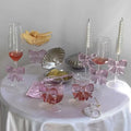 56H Household Creative Pink Bowtie Glass Milk Juice Mug