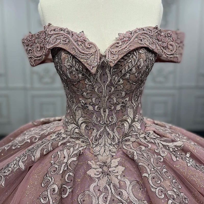 9915 Luxury Night Dress Flower Embellished Pink Wedding Elegant Evening Lace Evening Gown Dress