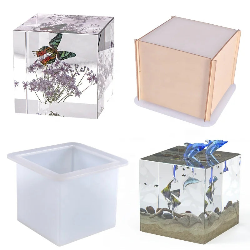 4 Inches Large Cube Silicone Resin Mold Square Soap Candle Mold